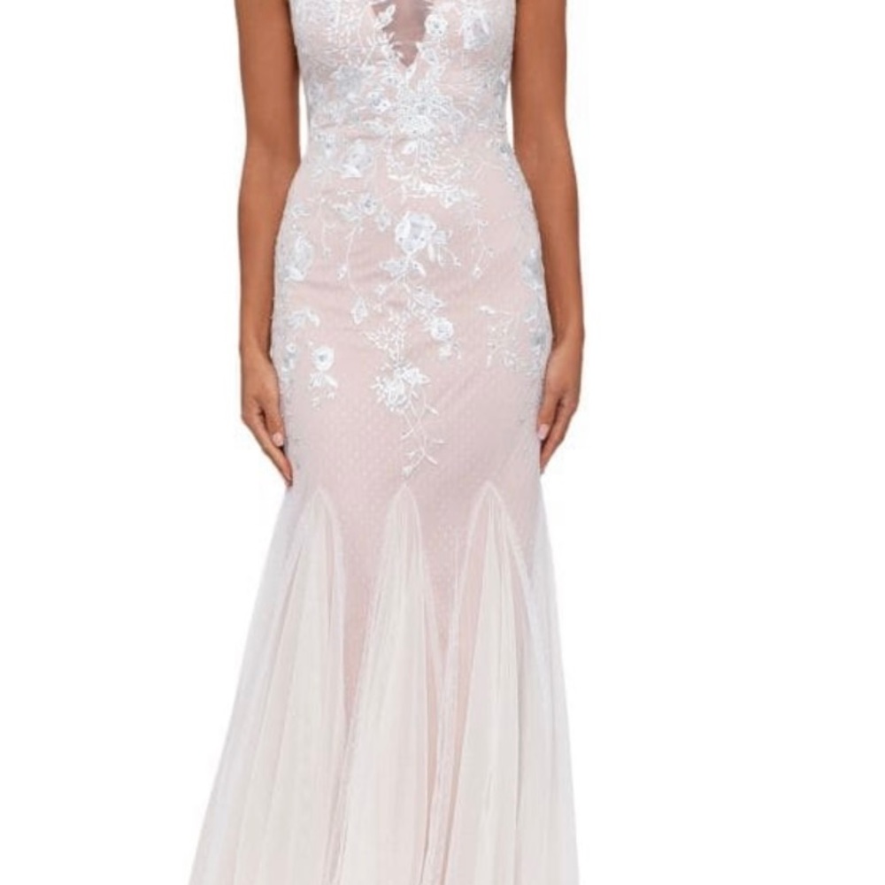 A white and cream Betsy & Adam maxi dress, size 10